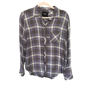 Rails Hunter Plaid Button‎ Collared Purple Gray Shirt, Size Small